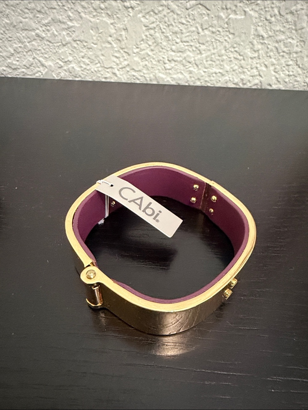 CAbi Gold and Purple Square Hinged Bangle Bracelet